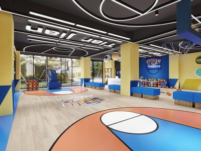 现代室内篮球场3D模型下载